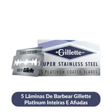 5 Lâminas de Barbear Gillette Platinum Inteiras e Afiadas