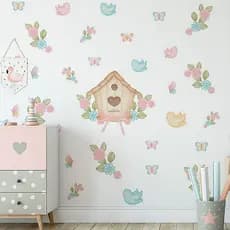 Adesivo de Parede Decorativo Infantil Jardim Encantado Quarto Bebê Menina Passarinhos