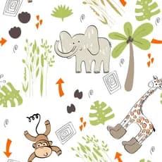 Papel De Parede Adesivo Safari Menino Verde Quarto Bebê Infantil