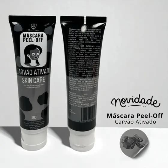 Kit 2Máscara Facial Peel-Off Carvão Ativado 50g Blue Moon – Limpeza Profunda, Controle de Oleosidade, Remoção de Cravos