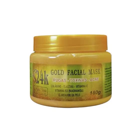 Máscara Facial Dourada 24K – Clareadora, Antirrugas, Antitoxinas e Antiacne – 180g