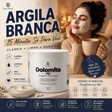 Máscara Facial Argila Branca Blue Moon Clareadora Limpeza Suave Ilumina e Suaviza a Pele 500g