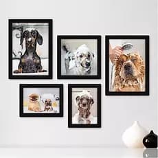 Quadros decorativos 5 peças mosaicos para sua sala ou quarto Pet Shop - Cachorro - Animais - Veterinário