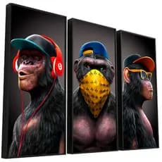 Quadros decorativos guangue dos macacos 3 peças para sua sala ou quarto