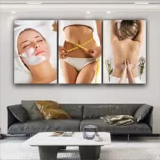 Quadro Decorativo Massagem Estética Feminina Clínica Salão 3 peças
