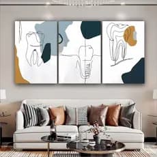 Quadro Decorativo Dentista Dente Consultório Clínica 3 peças