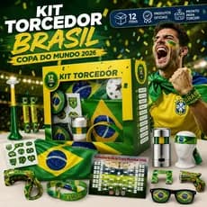 Kit Torcida Brasil 12 Itens Copa 2026 Rumo Ao Hexa Torcedor Bandeira Corneta Festa Completo