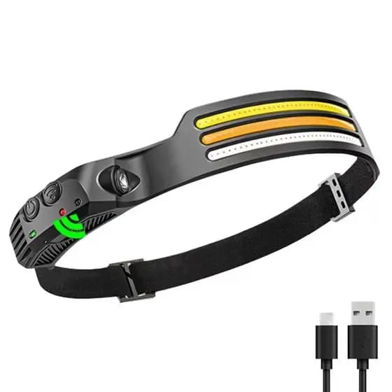 Lanterna de Cabeça Recarregável 3 Led Corpo Motion Camping Torch Light Lamp Com Usb Pesca Camping Tátíca