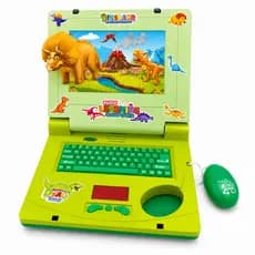 Brinquedo Notebook Dinossauro De Brinquedo Laptop Infantil Musical com Luz  e Figurinha para Personalizari