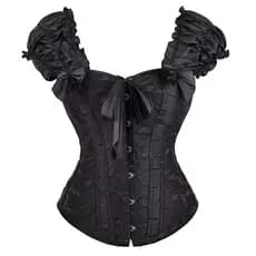 Espartilho Corpete Corset Bordado Com Alça Cinta Modeladora De Cintura Barbatanas de Aço