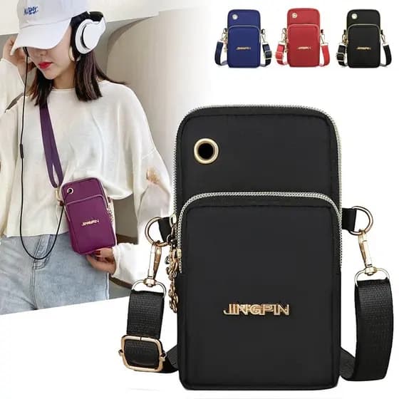 Bolsa Tactel Alça Tiracolo Removível Elástico De Braço Nylon Transversal Pochete
