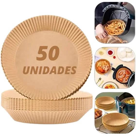 Protetor Forro de Papel Fritadeira Airfryer Com 50 Unidades 20CM Redondo