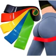 Kit 5 Faixa Elástica de Resistência Mini Band para Treino Yoga Pilates Treino Academia Musculação