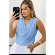 Blusa Regata Feminina Suplex Gola Bobagem Simples Para Verão