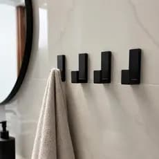 Cabide Gancho Adesivo de Parede com Fita Dupla Face 3M para Toalhas Banheiro Cor Preto Branco Porta