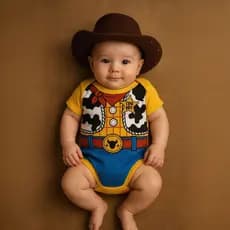 Body Bebe tematico Wood - Body + Chapéu - Cowboy - Mesversário