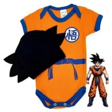 Body Bebe GOKU Body + Touca Mesversario Fantasia Infantil