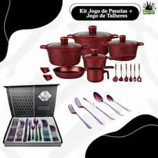 Kit Jogo de Panelas London  + Jogo de Talheres Arco-Íris