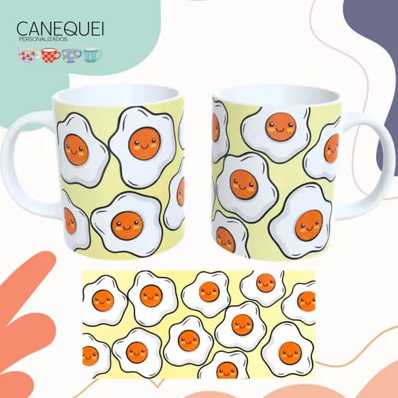 Caneca Engraçada Ovos Sorrindo | Ceramica 325 ml
