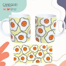 Caneca Engraçada Ovos Sorrindo | Ceramica 325 ml