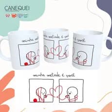 Caneca Romântica Fio do Amor - "Minha Metade é Você" (Dia dos Namorados)