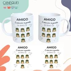 Caneca Amizade Personalizada Sete Chaves | Cerâmica 325 ml | Presente Criativo | Amigo Secreto