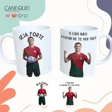 Caneca Cristiano Ronaldo Personalizada| CR7 | Meme "Seja forte o Cris não ia gostar de te ver triste" 325 ml