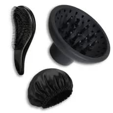 Kit para Cachos Difusor Universal todos secadores com  Touca de Cetim e Escova Mágica Profissional