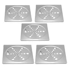 Kit 5 Grelhas 10x10 em Inox Cromado - Ralo Quadrado para Piso