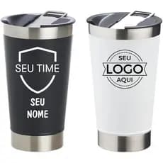 Copo Térmico Inox Personalizado a Laser Com Seu Time Nome Acompanha Tampa e Abridor