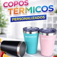 COPO PEQUENO COPINHO 360ML TÉRMICO PERSONALIZADO TIME NOME DESENHO PROFISSÃO