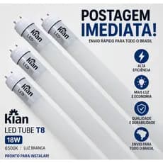KIT 5 LÂMPADAS LED TUBULAR 60cm 9w BRANCO FRIO KIAN