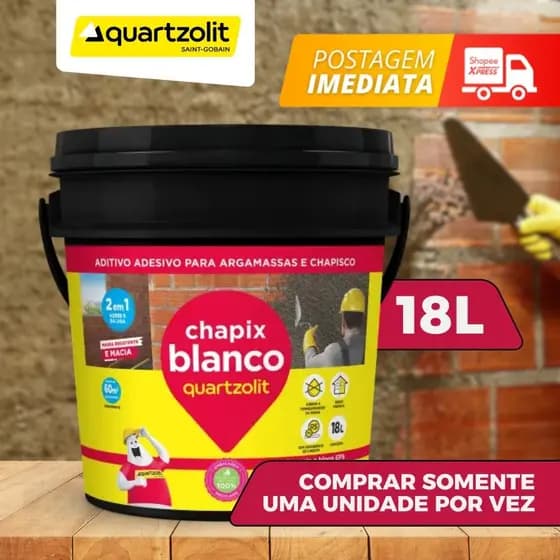 CHAPIX BLANCO QUARTZOLIT 18L (TIPO BIANCO) ADITIVO IMPERMEABILIZANTE PARA MASSA E ARGAMASSA
