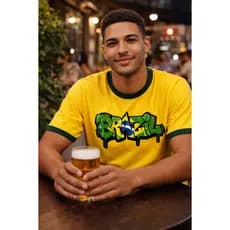Camiseta Copa do Mundo Brasil Moderna 100% Algodão Hexa