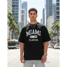 Camiseta Oversized Treino Streetwear Miami Florida 100% algodão Unissex Academia P ao G6