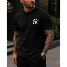 Camiseta Masculina NY Estampada Camiseta Plus Size Algodão