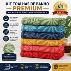 Kit Toalhas de Banho 6, 8 ou 10 Unidades 140x70 | Algodão Macia Felpuda Premium | N°1 De vendas da Shopee