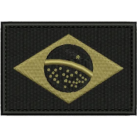 Patch Bordado 10x7 cm Bandeira do Brasil NEGATIVA e oficial carrapicho, costurar ou termocolante