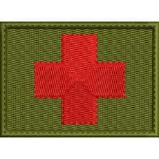 PATCH BORDADO CRUZ VERMELHA 8x5,5 cm com carrapicho, para costurar ou Termocolante