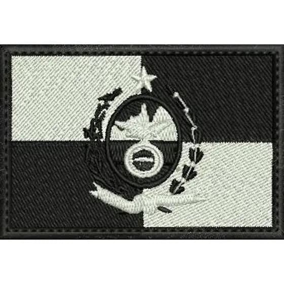 Patch 8x5,5 cm bordado bandeira estado do Rio de Janeiro Negativa com carrapicho, para costurar ou termocolante