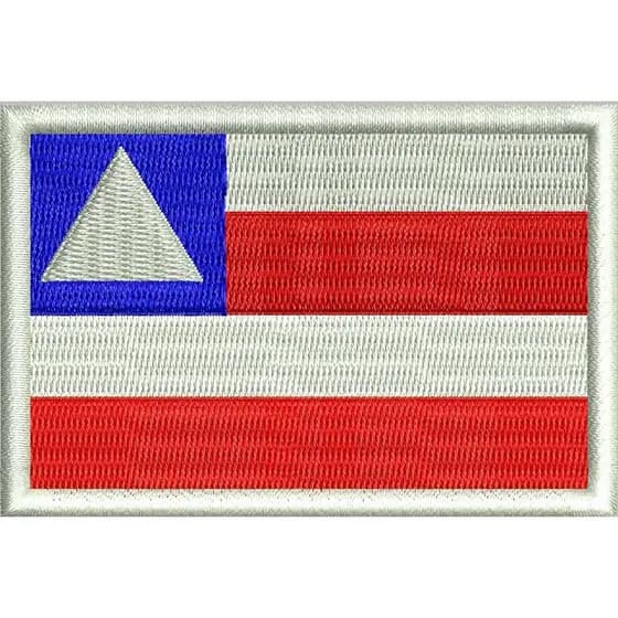 Patch Bordado 8x5,5 cm bandeira Bahia com carrapicho,  para costurar ou termocolante.