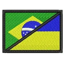 Patch bordado bandeira da Brasil/Ucrânia 8x5,5 cm com carrapicho, para costurar ou termocolante