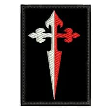 Patch bordado cruz cavaleiro templário arauto c/carrapicho p/costurar ou termocolante templária