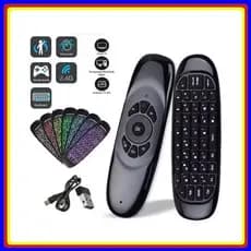 Mini Controle sem fio com Teclado Air Mouse Remote TV ''2.4 GHZ'' Wireles Com Luz Led Universal