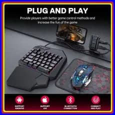 Mobilador Gamer – Teclado Semi Mecânico e Mouse Profissional Uma Mão – RGB – Free Fire | Kit 5 em 1 ou Teclado Individua
