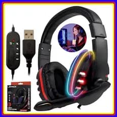 Fone de Ouvido Gamer Lehmox RGB com Microfone e Controle de Volume - Headset Para Games e Streaming