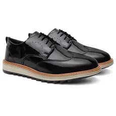 Mocassim Masculino Derby Envernizado Amarração Solado Tratorado Moderno Premium