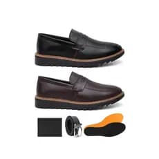 Kit 2 Pares Sapato Social Oxford Mocassim Masculino Estiloso Moderno Com Carteira E Cinto + Palmilha Brinde