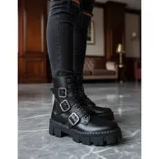 Coturno Rock Punk Gotico Estilo Fivela Sola Alta Tratorada