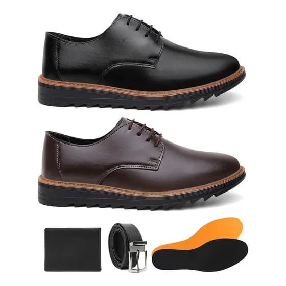 Kit Dois Oxford Derby Masculino Com Carteira Cinto Palmilha